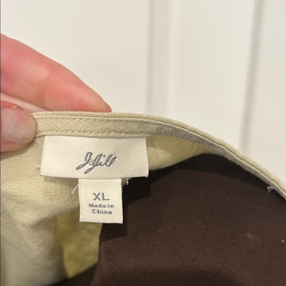 J. Jill Cream Lace Sequin Linen Beachy Lagenlook Trim Camisole Top Size XL - Picture 2 of 9